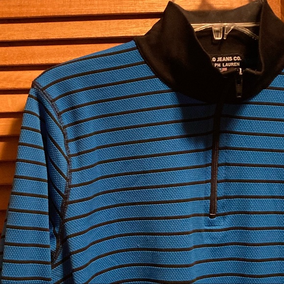 Vintage Lauren Ralph Lauren Blue/Black Striped Performance Shirt - Picture 3 of 12